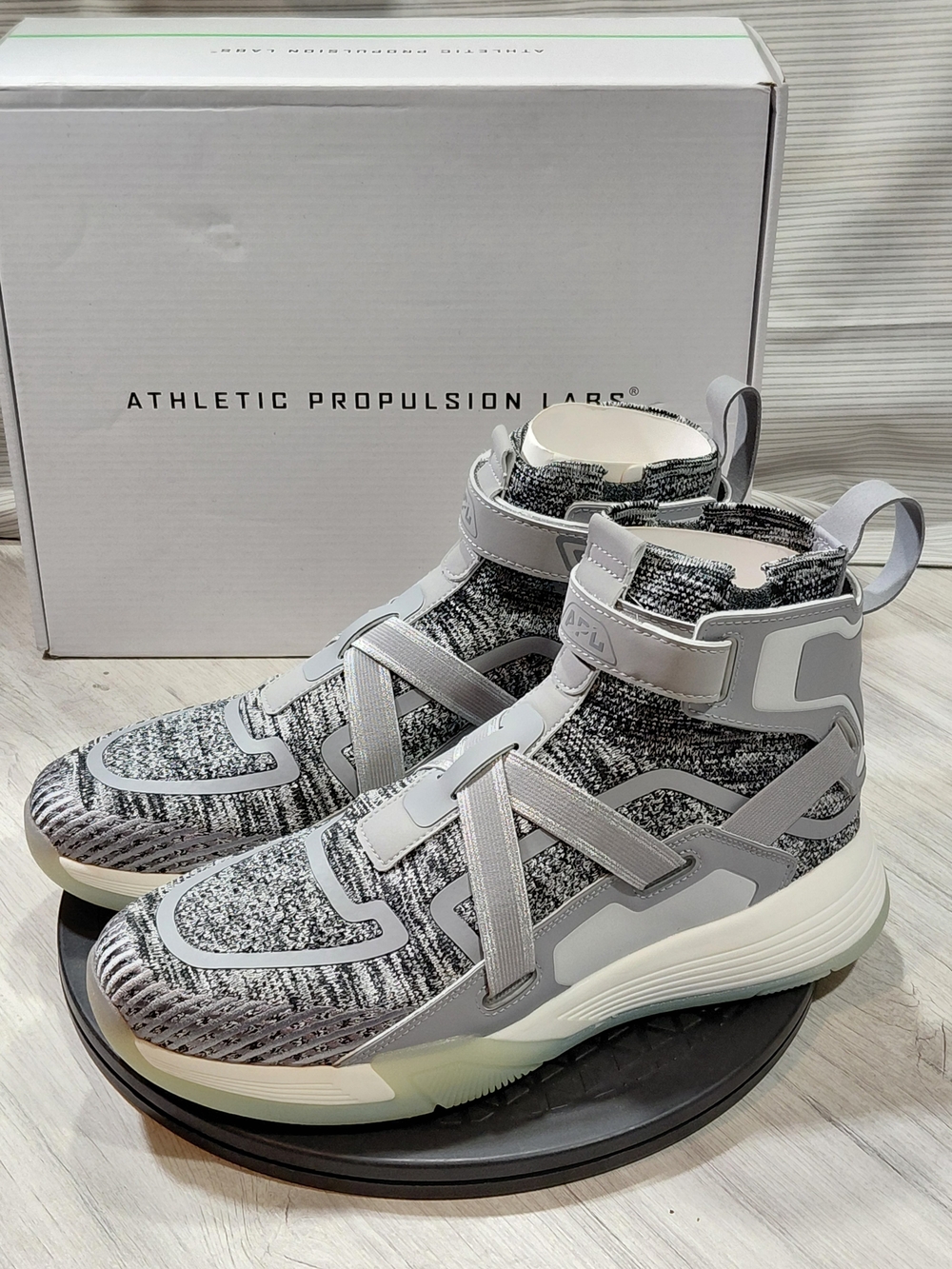 APL Mens Super Future Basketball Shoes High-Top Sneakers in Grey White Black M10